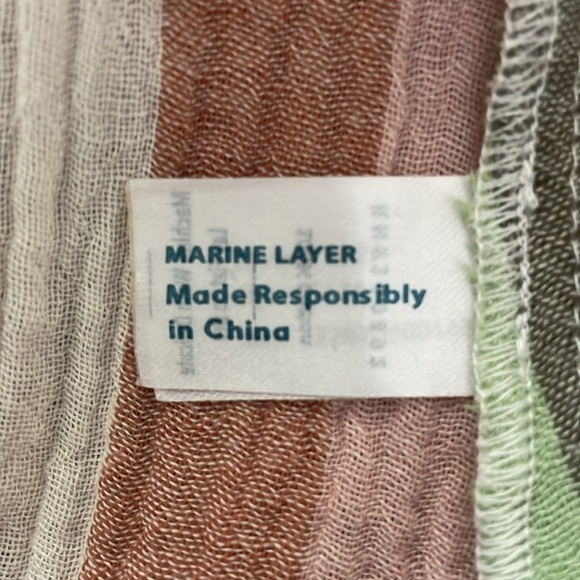 MARINE LAYER Shirley Rainbow Stripe Off Shoulder Ruffle Hem Mini Skirt Dress S - Picture 8 of 9